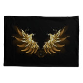 Golden Angel Wings op zwarte achtergrond Kussensloop (Achterkant-Links)