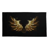 Golden Angel Wings op zwarte achtergrond Kussensloop (Achterkant)