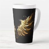 Golden Angel Wings op zwarte achtergrond Latte Mok (Rechterhoek)