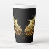 Golden Angel Wings op zwarte achtergrond Latte Mok (Voorkant)