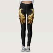 Golden Angel Wings op zwarte achtergrond Leggings (Voorkant)
