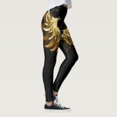 Golden Angel Wings op zwarte achtergrond Leggings (Rechts)