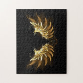 Golden Angel Wings op zwarte achtergrond Legpuzzel (Verticaal)