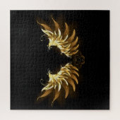 Golden Angel Wings op zwarte achtergrond Legpuzzel (Verticaal)