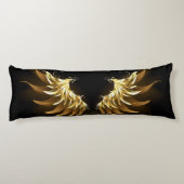 Golden Angel Wings op zwarte achtergrond Lichaamskussen (Achterkant)