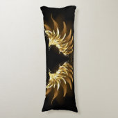 Golden Angel Wings op zwarte achtergrond Lichaamskussen (Voorkant Verticaal)