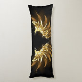 Golden Angel Wings op zwarte achtergrond Lichaamskussen (Achterkant (Verticaal))