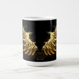 Golden Angel Wings op zwarte achtergrond Magische Mok