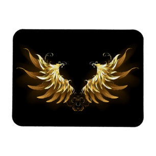 Golden Angel Wings op zwarte achtergrond Magneet