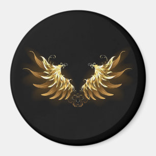 Golden Angel Wings op zwarte achtergrond Magneet