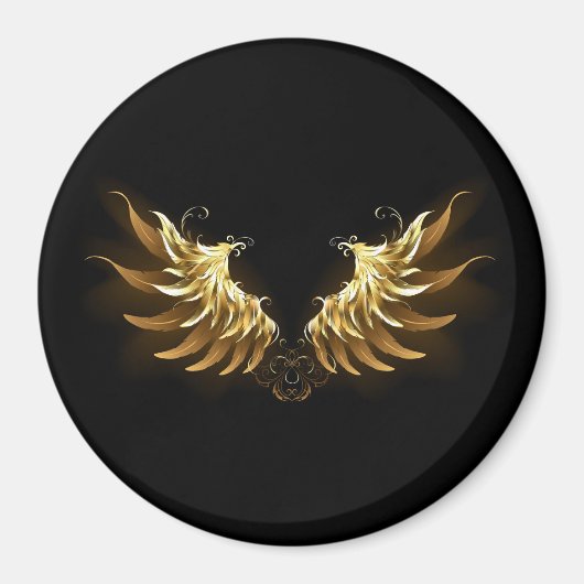 Golden Angel Wings op zwarte achtergrond Magneet (Voorkant)