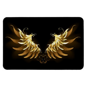 Golden Angel Wings op zwarte achtergrond Magneet