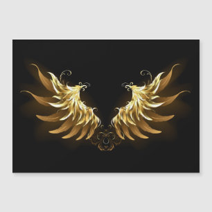 Golden Angel Wings op zwarte achtergrond Magnetische Uitnodiging