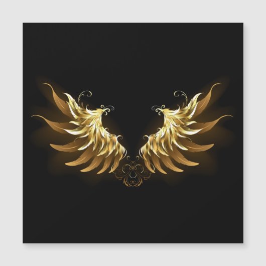 Golden Angel Wings op zwarte achtergrond Magnetische Uitnodiging (Voorkant)