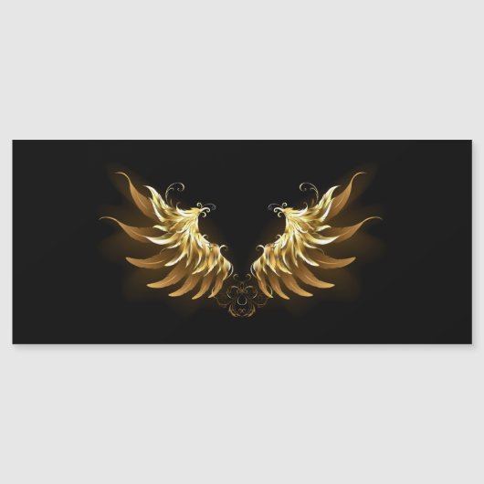 Golden Angel Wings op zwarte achtergrond Magnetische Uitnodiging (Voorkant)
