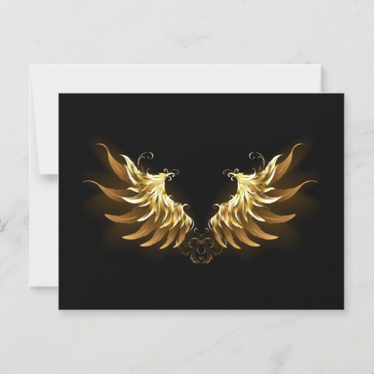 Golden Angel Wings op zwarte achtergrond Magnetische Uitnodiging (Voorkant)