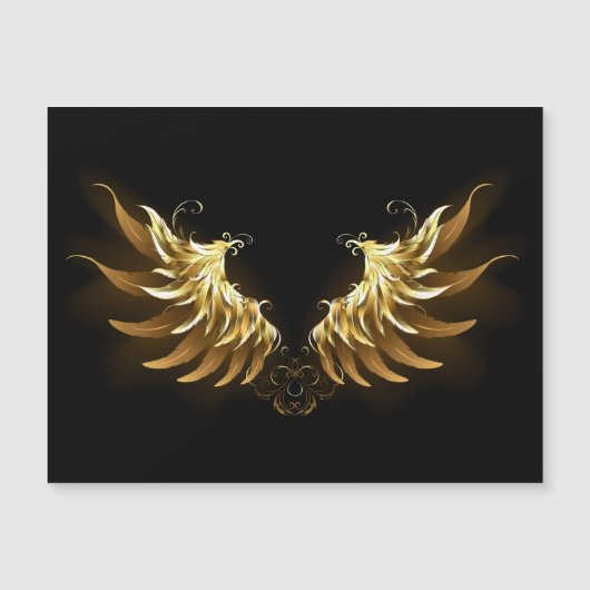Golden Angel Wings op zwarte achtergrond Magnetische Uitnodiging (Voorkant)