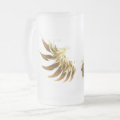 Golden Angel Wings op zwarte achtergrond Matglas Bierpul (Voorkant links)