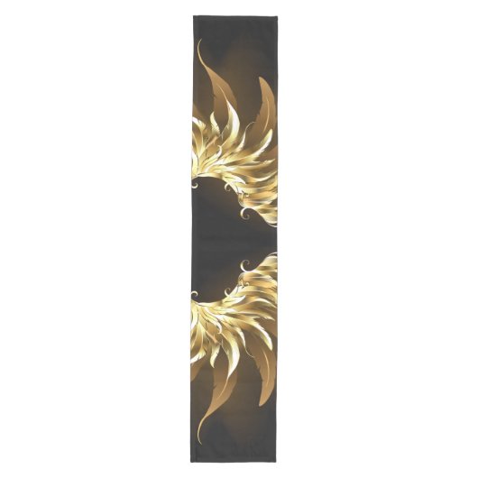 Golden Angel Wings op zwarte achtergrond Medium Tafelloper (Voorkant)