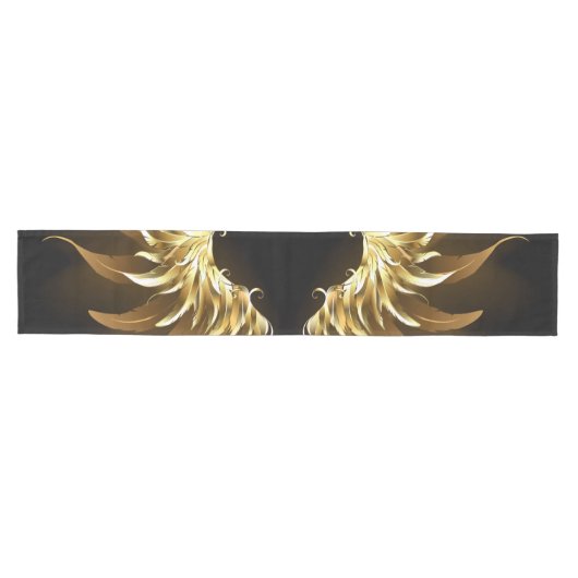 Golden Angel Wings op zwarte achtergrond Medium Tafelloper (Horizontaal)