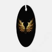 Golden Angel Wings op zwarte achtergrond Metalen Ornament (Voorkant links)