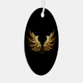 Golden Angel Wings op zwarte achtergrond Metalen Ornament (Voorkant Rechts)