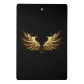 Golden Angel Wings op zwarte achtergrond Mini Klembord (Achterkant)