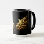 Golden Angel Wings op zwarte achtergrond Mok (Voorkant rechts)