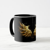 Golden Angel Wings op zwarte achtergrond Mok (Voorkant links)