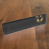 Golden Angel Wings op zwarte achtergrond Naambordje (Zijkant)