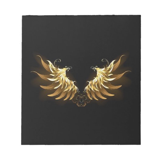 Golden Angel Wings op zwarte achtergrond Notitieblok (Voorkant)