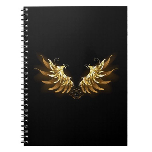 Golden Angel Wings op zwarte achtergrond Notitieboek (Voorkant)
