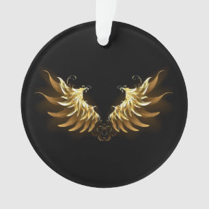 Golden Angel Wings op zwarte achtergrond Ornament