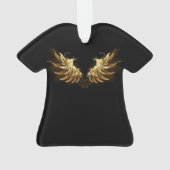 Golden Angel Wings op zwarte achtergrond Ornament (achterkant)