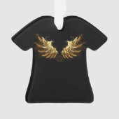Golden Angel Wings op zwarte achtergrond Ornament (voorkant)
