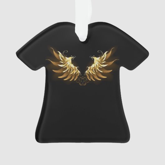 Golden Angel Wings op zwarte achtergrond Ornament (voorkant)
