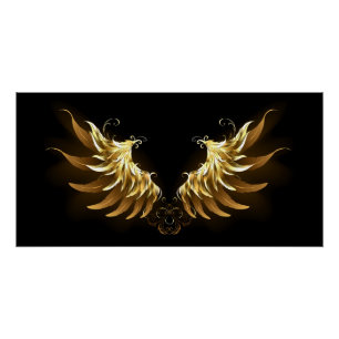 Golden Angel Wings op zwarte achtergrond Perfect Poster