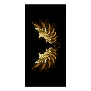 Golden Angel Wings op zwarte achtergrond Perfect Poster