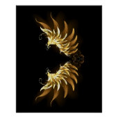 Golden Angel Wings op zwarte achtergrond Perfect Poster (Voorkant)