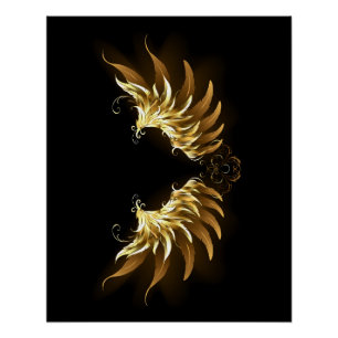 Golden Angel Wings op zwarte achtergrond Perfect Poster