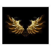 Golden Angel Wings op zwarte achtergrond Perfect Poster (Voorkant)