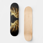 Golden Angel Wings op zwarte achtergrond Persoonlijk Skateboard (Voorkant)