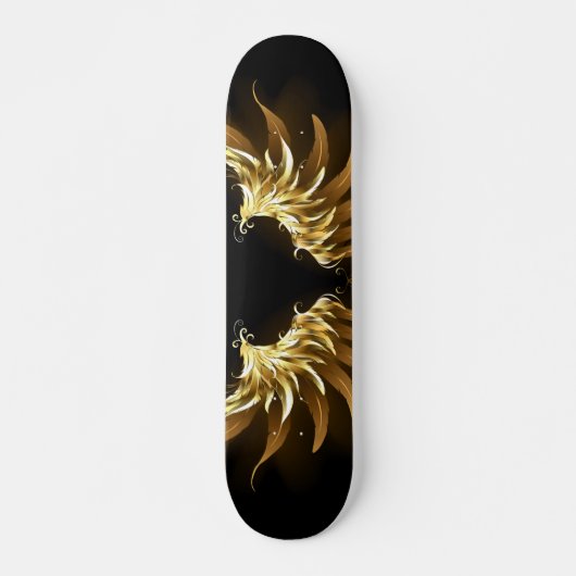 Golden Angel Wings op zwarte achtergrond Persoonlijk Skateboard (Voorkant)
