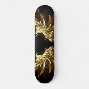 Golden Angel Wings op zwarte achtergrond Persoonlijk Skateboard