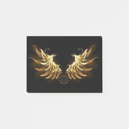 Golden Angel Wings op zwarte achtergrond Post-it® Notes (Voorkant)