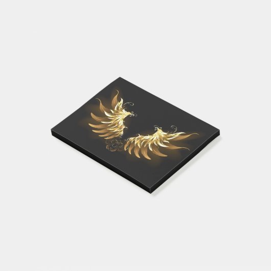 Golden Angel Wings op zwarte achtergrond Post-it® Notes (Schuin)