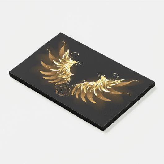 Golden Angel Wings op zwarte achtergrond Post-it® Notes (Schuin)
