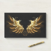 Golden Angel Wings op zwarte achtergrond Post-it® Notes (Op bureau)