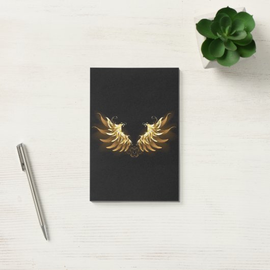 Golden Angel Wings op zwarte achtergrond Post-it® Notes (Kantoor)