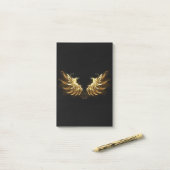Golden Angel Wings op zwarte achtergrond Post-it® Notes (Op bureau)